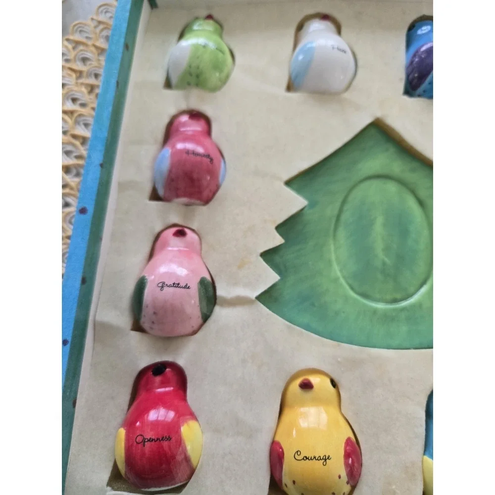 Uccellino's GUIDE BIRDS Set Of 12 Figurines Plus Tree-shaped Base *Wear To Box